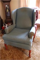 Blue Wing Back Upholstered Chair