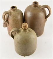 Lot #3171 - (3) 19th Century stoneware handled
