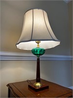 Mcm green glass lamp
