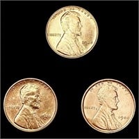 (3) Wheat Cents (1909, 1925, 1928-S) UNCIRCULATED