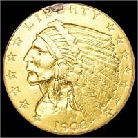 1908 $2.50 Gold Quarter Eagle LIGHTLY CIRCULATED