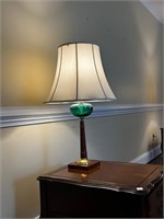 Mcm green glass lamp
