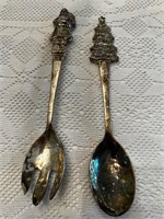 Christmas Serving Spoon Fork Wallace Silverplate