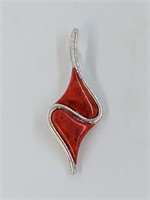 JAY KING RED STONE PENDANT, STERLING