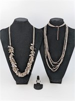 (3 PC) FASHION NECKLACES & RING, 8
