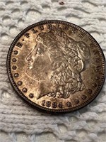 1884 O  Morgan One Dollar Silver Coin.