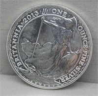 2013 1 Oz. Silver Britannia 2 Pound Coin.