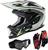 VCAN YOUTH MED MOTORCYCLE HELMET, GOGGLES, GLOVES