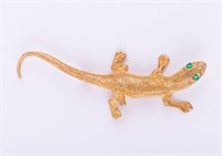 14K Gold Gecko Lizard Brooch