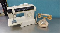 Vintage phone and sewing machine