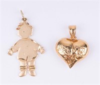 14K Gold Heart & Child Pendants