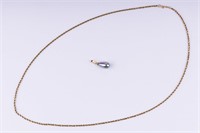 14K Gold Necklace & Teardrop Pearl Pendant