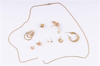 14K Gold Earrings & Necklace