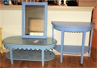 Lot #3619 - Blue painted mirror, blue painted