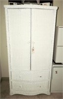 Lot #3633 - White wicker two door over two
