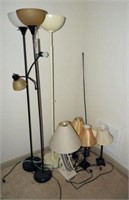 Lot #3661 - Pair of candlestick lamps with shades