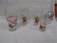 (4) Vintage Coke Christmas Glasses