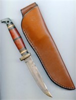 Leather Ring Handle Hunting Knife 8.5"