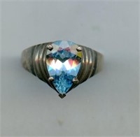 Sterling Ring S10.5 Blue Stone Large