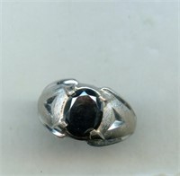 Sterling Ring S8.5 Black Onyx Wide Band
