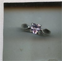 Sterling Ring S5 Purple Heart Stone