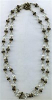 Costume Clear & Black Beads Rose Clasp 20"