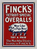 Nostalgic Finck's Overalls Porcelain Sign