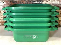 (5) Plastic Compost Containers 16” x 12.5” x 6”