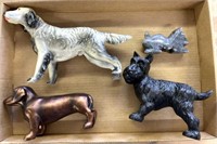 (4) Dog Figures 7” Tall and Smaller - Cast iron,