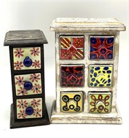 (2) Wood Jewelry Boxes with Porcelain/Ceramic