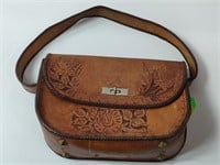 1960s GENUINE LEATHER COWHIDE PURSE w/ EMBOSSED