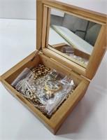 HANDCRAFTED BOX w/ VINTAGE PEARL JEWELS
