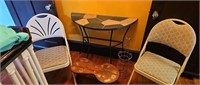 Table- Stool- Cushioned Folding Chairs