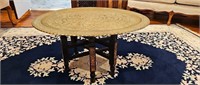 Brass Tray Table on Inlaid Folding Stand