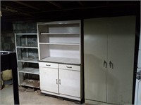 (3) Metal Storage Cabinet and Shelf