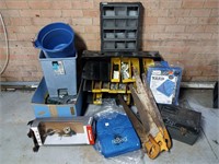 Plastic Shelf, Tarp, Saws, Tool Box and RC Bag