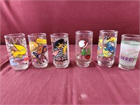 Vintage collector glasses, coca cola, mcdonalds,