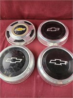 4 vintage chevy hub caps