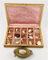Lot #3192 - Entire jewelry box of cameos, marked