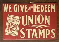Union Stamps Double Sided Metal Sign