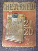 Chesterfield Cigarettes Embossed Metal Adv