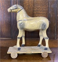 Antique Child's Hand Painted Horse Pull Toy