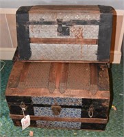 Lot #3460 - (2) Childs antique dome top trunks