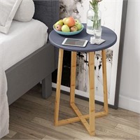 Bamboo MODERN ROUND SIDE TABLE SET OF 2