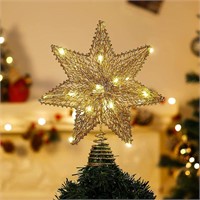 Lewondr Christmas Star Tree Topper, Gold
