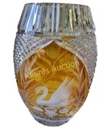 bohemain lead crystal swan vase amber to clear