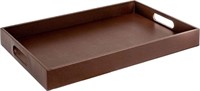 Rectangle Tray Brown Faux Leather 18"x12"