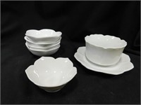 4 White Home Petal Small Bowls,