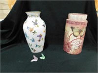 2 Butterfly Vases