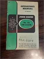 No. 16 Trailer Operator's manual John Deere.
